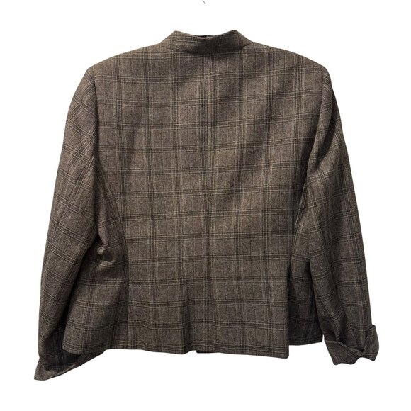 Kasper Womens Plaid Blazer Jacket 14P Polyester Gray Long Sleeve Open Front jack - Picture 11 of 11